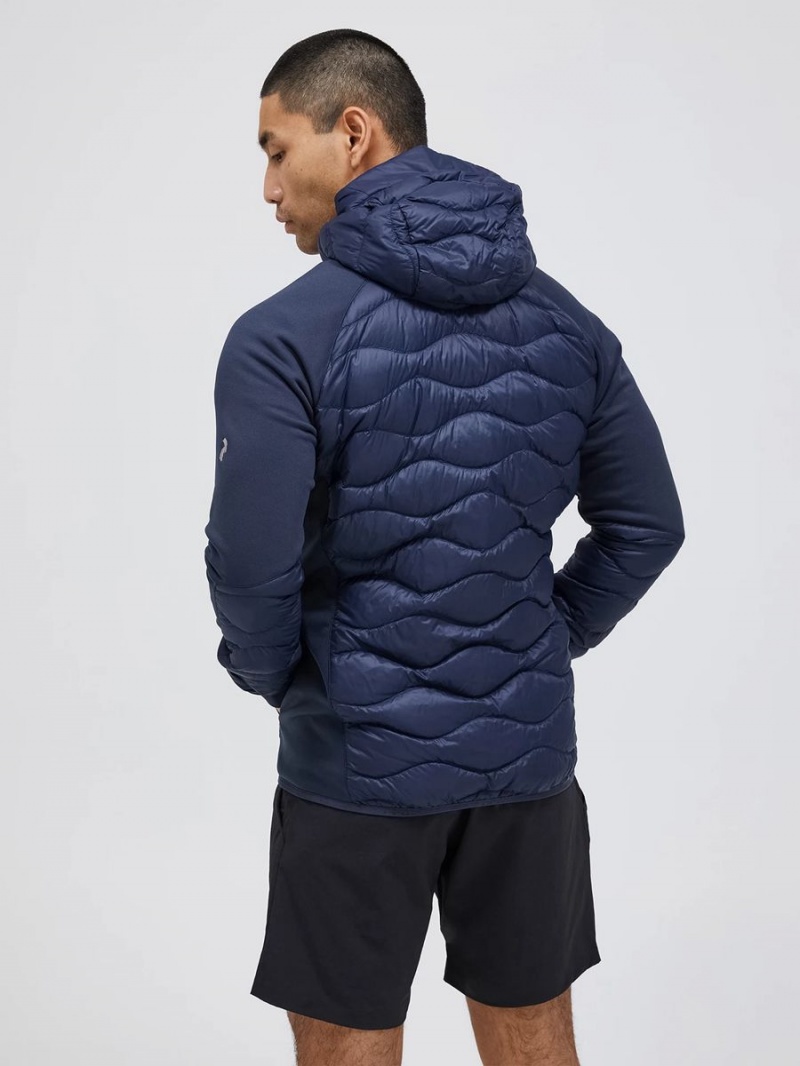 Peak Performance Helium Hybrid Hood Men's Down Jacket Navy | KAW10-528