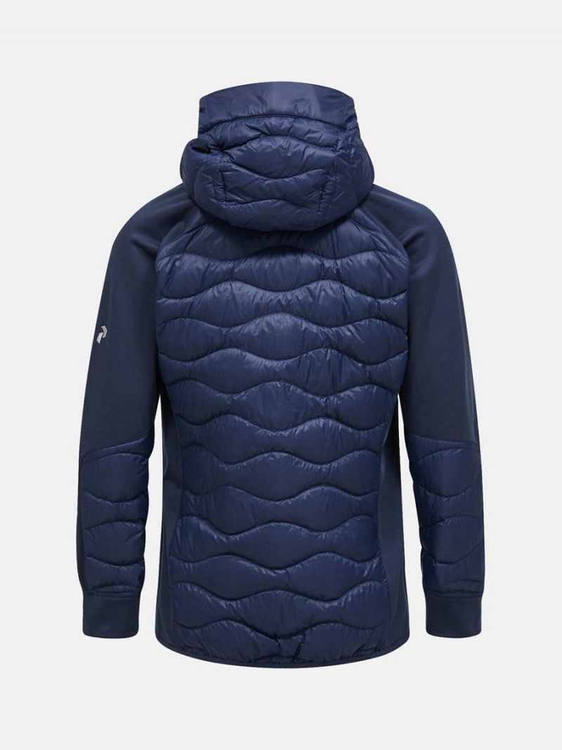 Peak Performance Helium Hybrid Hood Men's Down Jacket Navy | KAW10-528