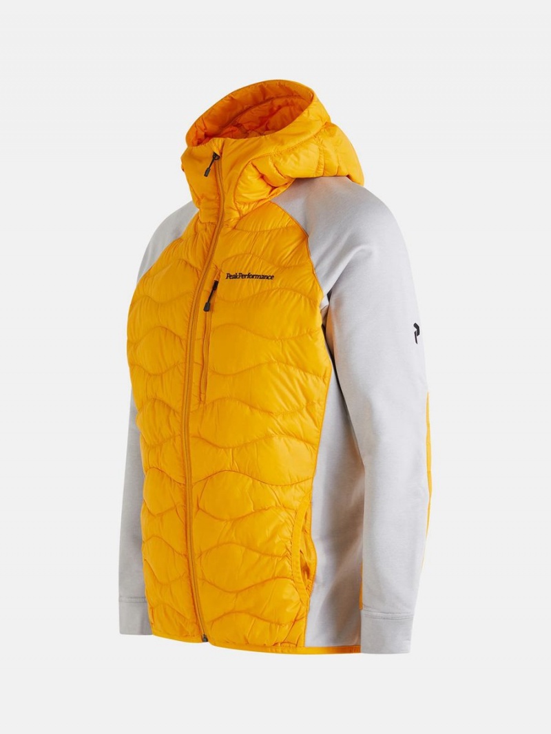 Peak Performance Helium Hybrid Hood Men's Down Jacket Yellow / Grey | BVR10-162