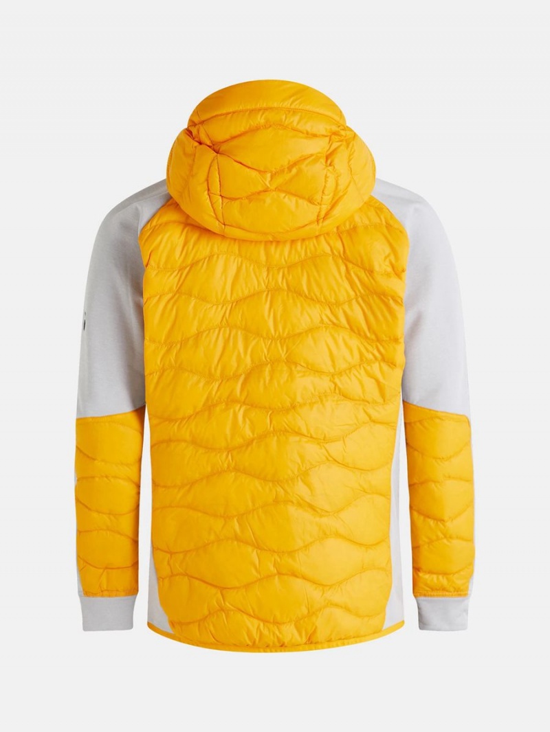 Peak Performance Helium Hybrid Hood Men's Down Jacket Yellow / Grey | BVR10-162