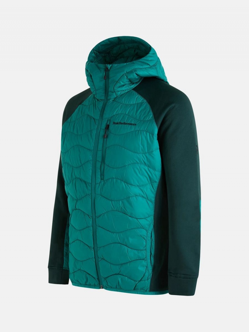 Peak Performance Helium Hybrid Hood Men's Down Jacket Green / Green | VZH70-850