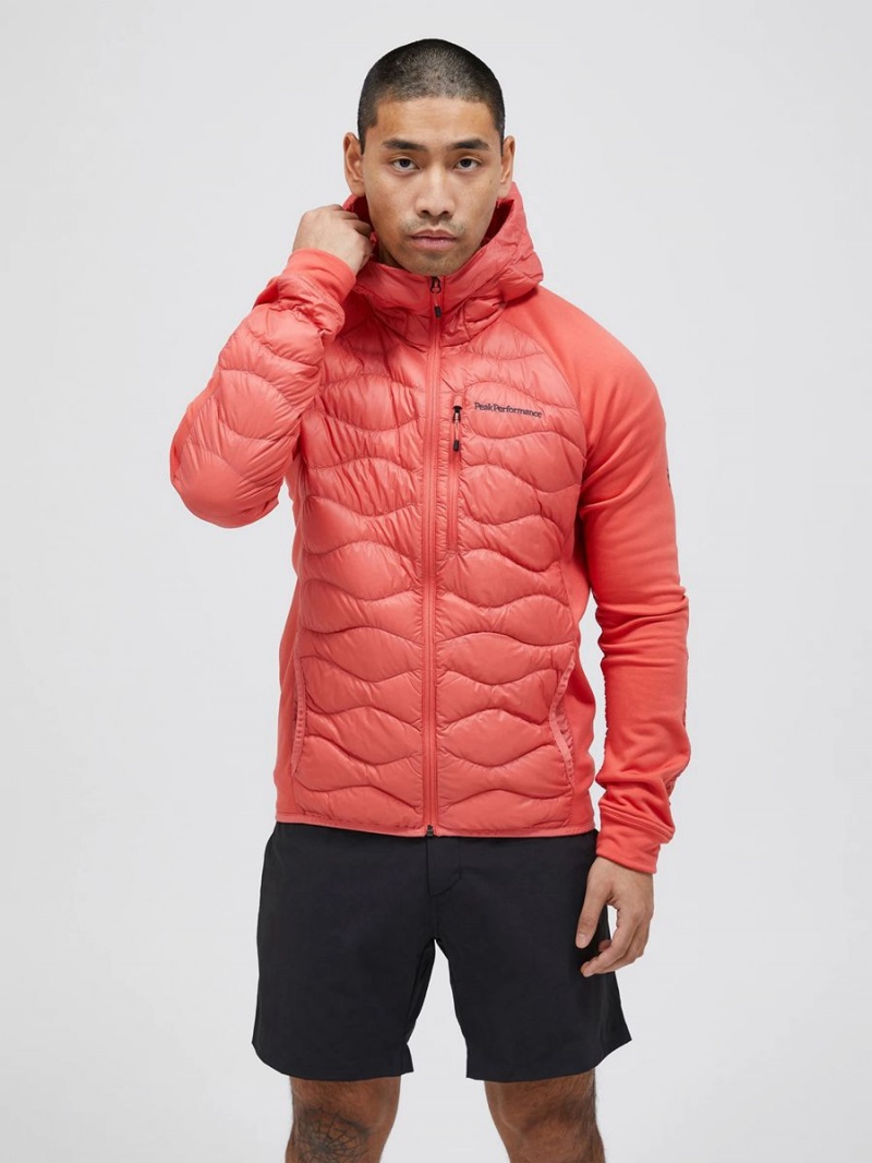 Peak Performance Helium Hybrid Hood Men's Down Jacket Pink | VUU08-951