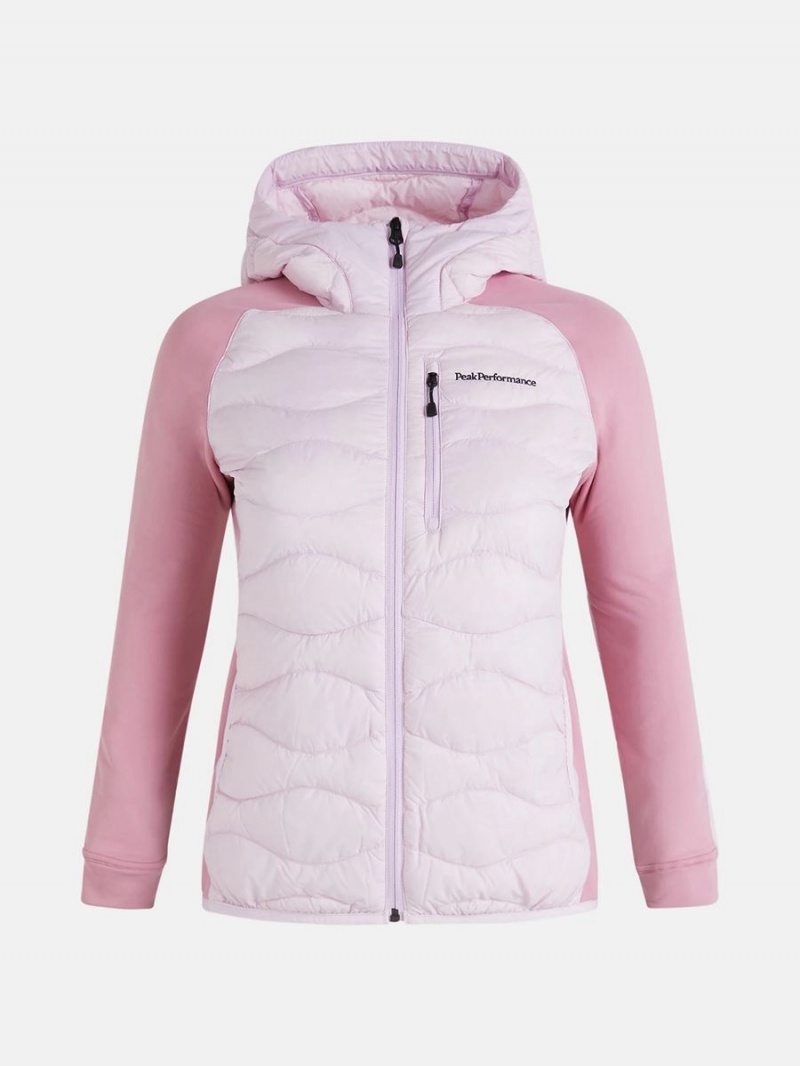 Peak Performance Helium Hybrid Hood Women's Down Jacket Pink / Pink | WBQ63-621