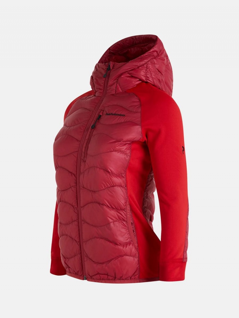 Peak Performance Helium Hybrid Hood Women's Down Jacket Red / Red | DLW66-601