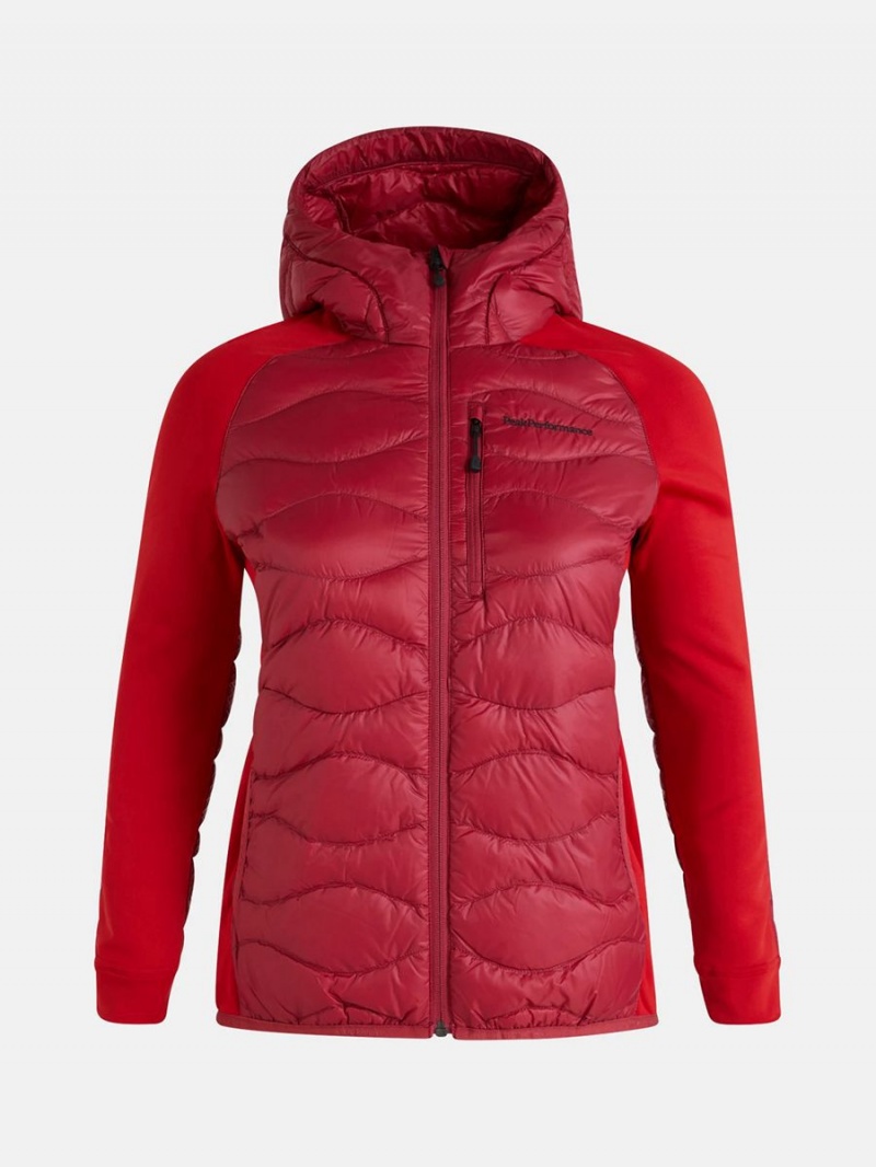 Peak Performance Helium Hybrid Hood Women\'s Down Jacket Red / Red | DLW66-601