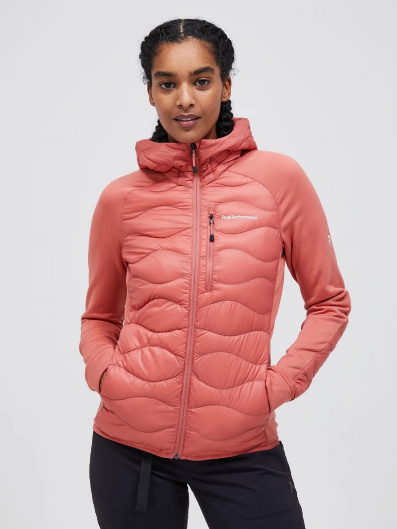 Peak Performance Helium Hybrid Hood Women's Down Jacket Pink | FFY60-989