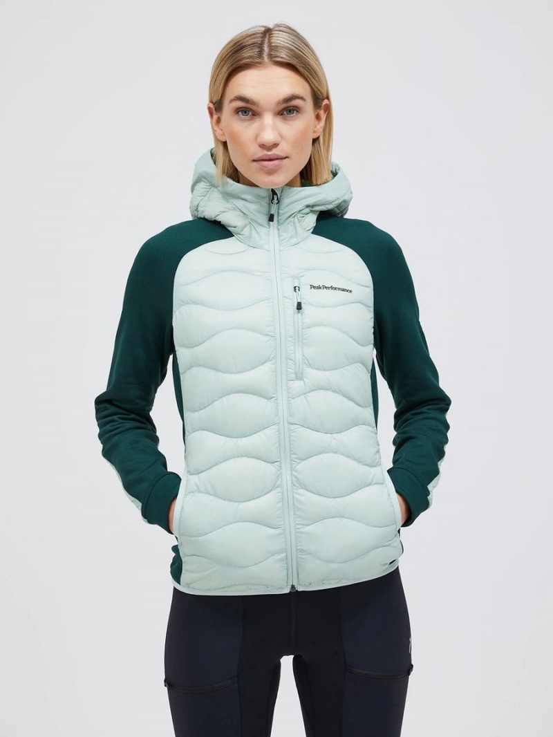 Peak Performance Helium Hybrid Hood Women's Down Jacket Green / Green | JQA98-997