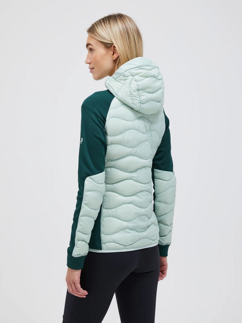 Peak Performance Helium Hybrid Hood Women's Down Jacket Green / Green | JQA98-997