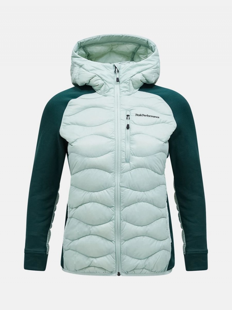 Peak Performance Helium Hybrid Hood Women\'s Down Jacket Green / Green | JQA98-997