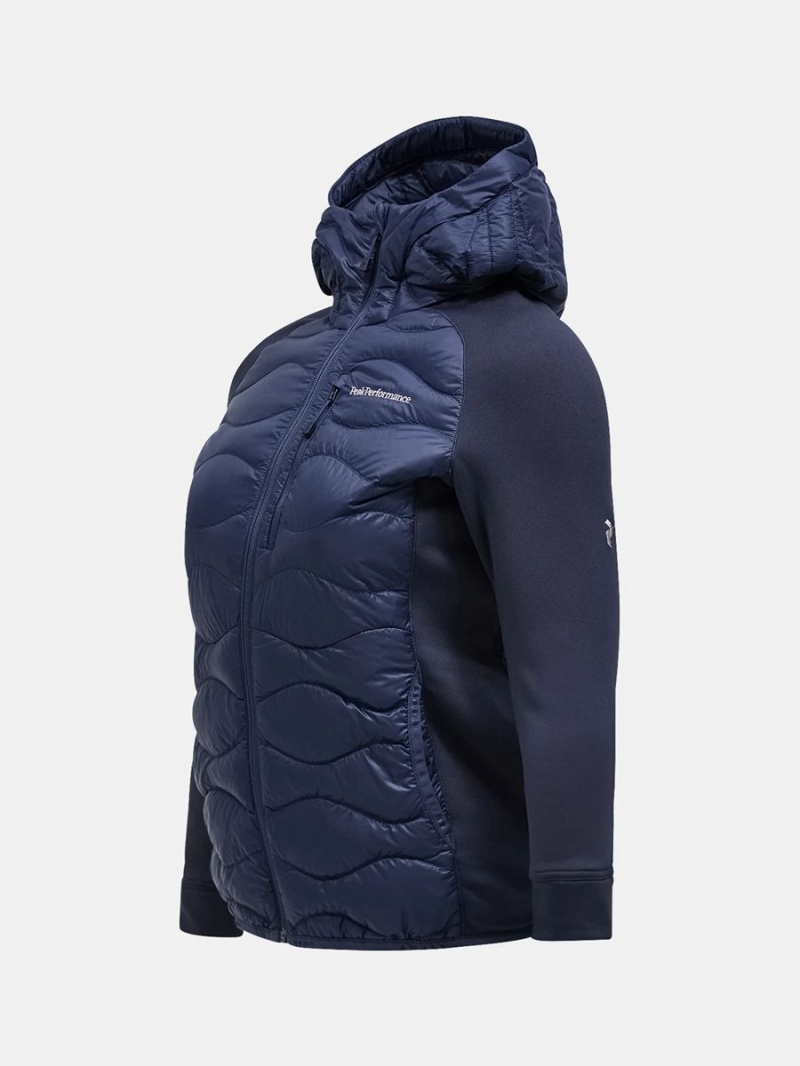 Peak Performance Helium Hybrid Hood Women's Down Jacket Navy | NLU36-030