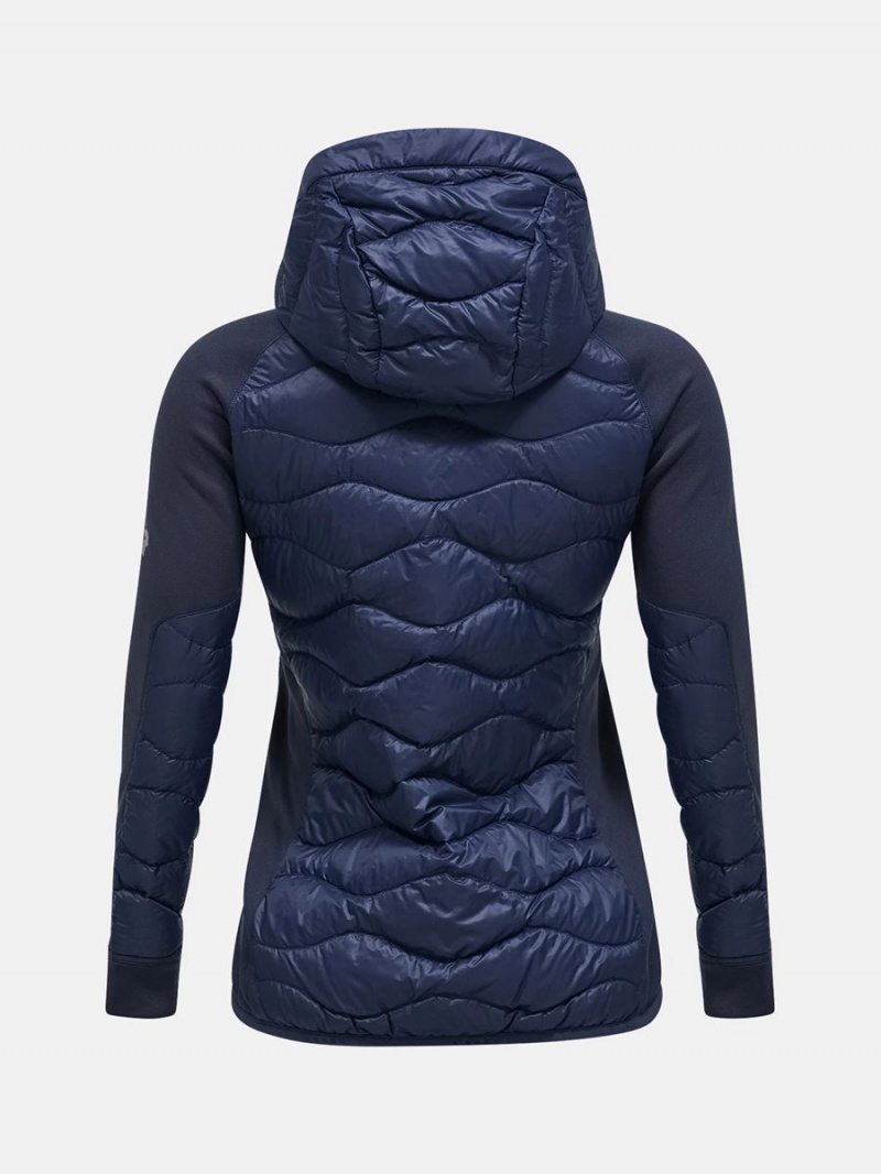 Peak Performance Helium Hybrid Hood Women's Down Jacket Navy | NLU36-030