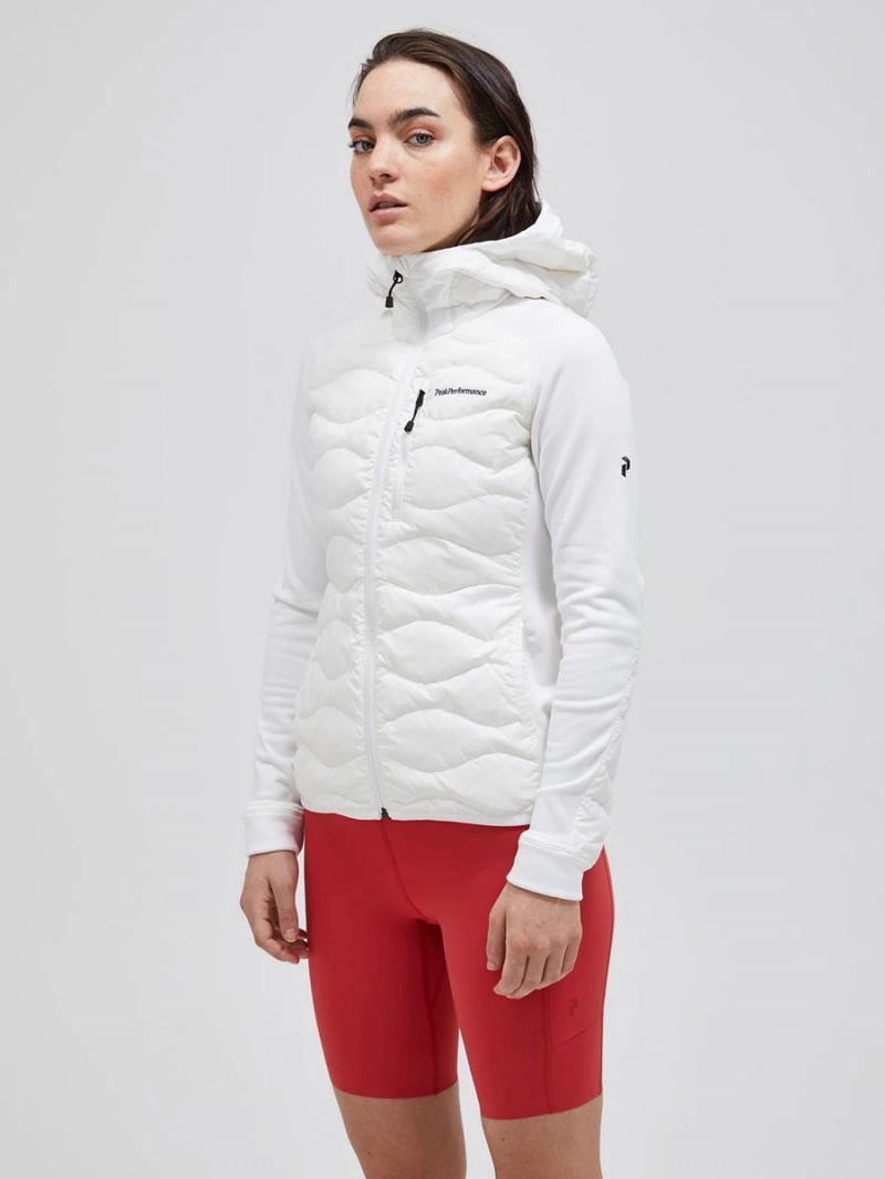 Peak Performance Helium Hybrid Hood Women's Down Jacket White | JZM29-627