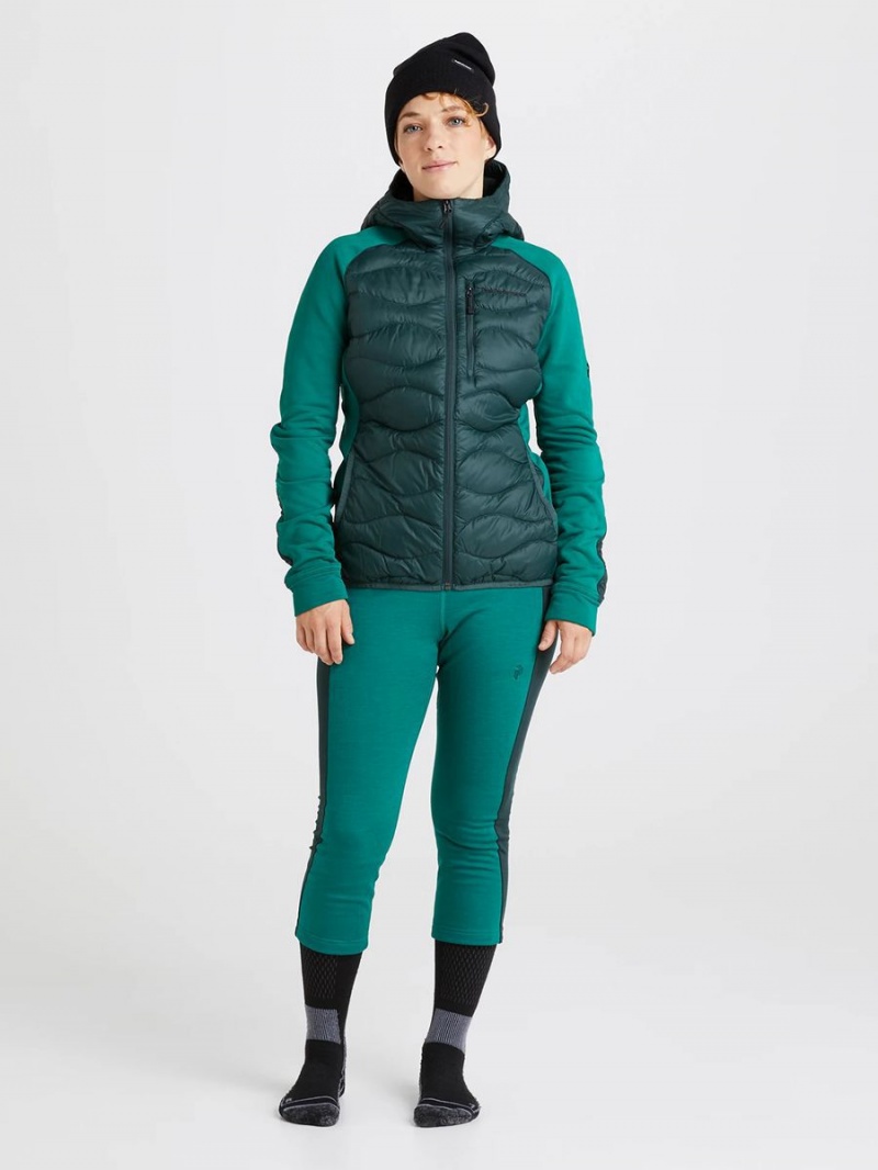 Peak Performance Helium Hybrid Hood Women's Down Jacket Green / Green | HRF35-908