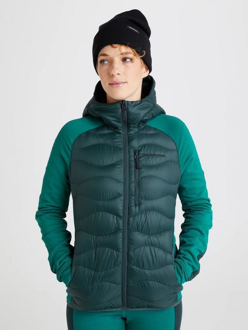 Peak Performance Helium Hybrid Hood Women's Down Jacket Green / Green | HRF35-908