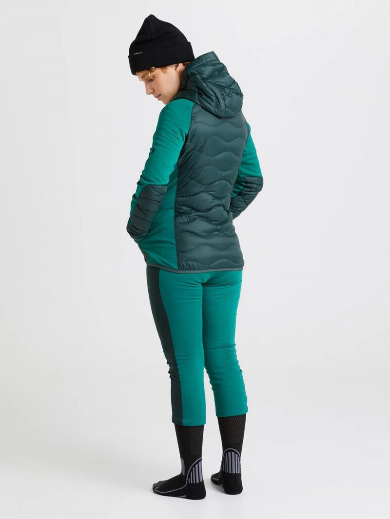 Peak Performance Helium Hybrid Hood Women's Down Jacket Green / Green | HRF35-908