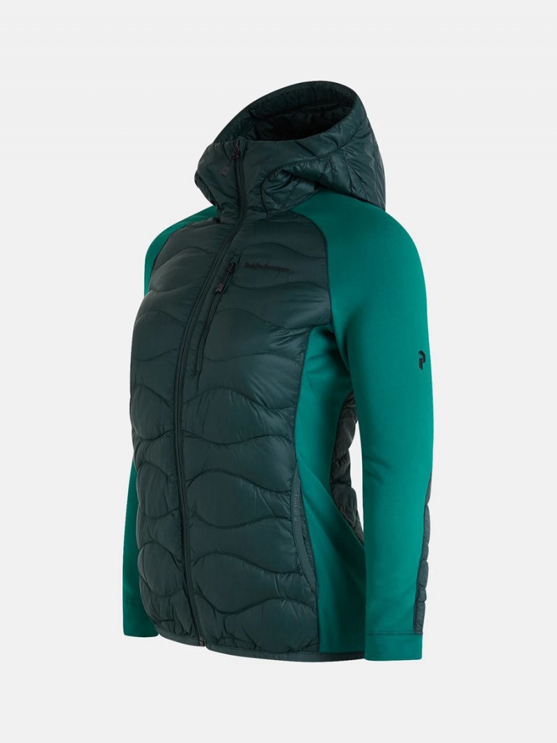 Peak Performance Helium Hybrid Hood Women's Down Jacket Green / Green | HRF35-908