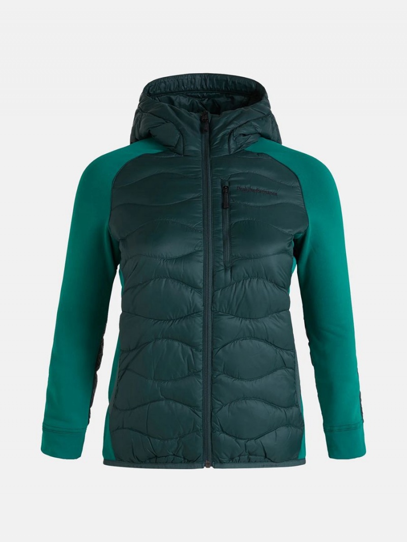 Peak Performance Helium Hybrid Hood Women\'s Down Jacket Green / Green | HRF35-908