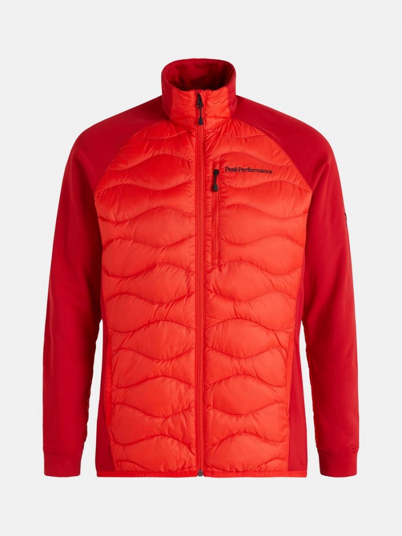 Peak Performance Helium Hybrid Men\'s Down Jacket Red / Red | QXY57-391