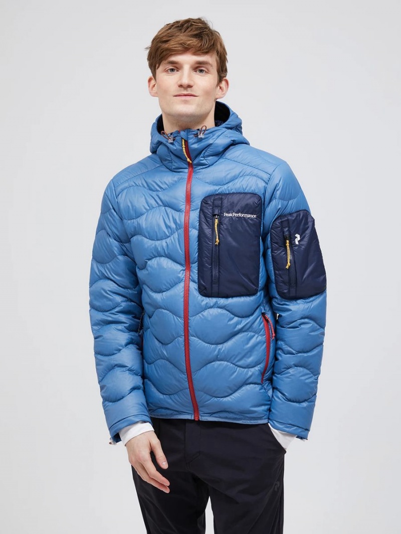 Peak Performance Helium Utility Hood Men's Down Jacket Blue / Navy | QKC84-444