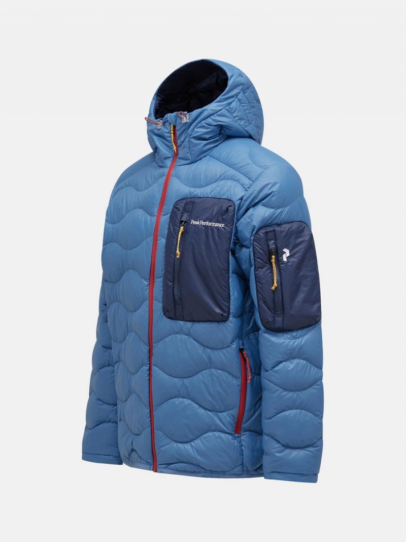 Peak Performance Helium Utility Hood Men's Down Jacket Blue / Navy | QKC84-444