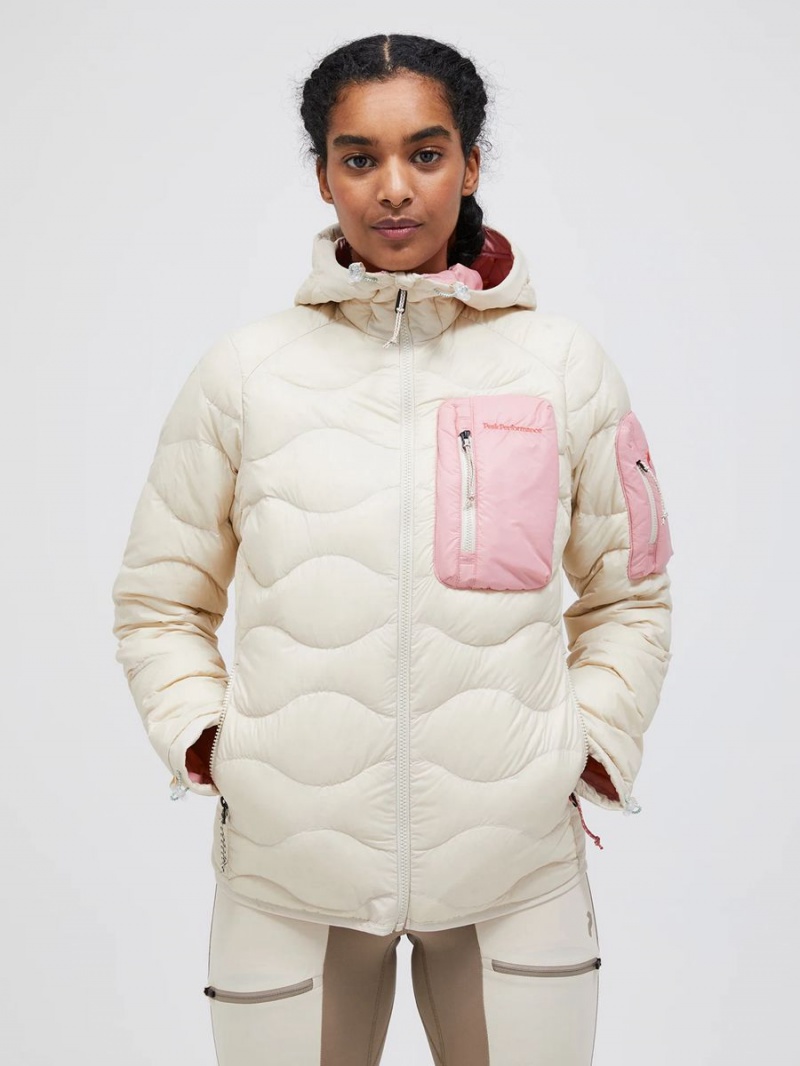 Peak Performance Helium Utility Hood Women's Down Jacket Beige / Pink | DEN83-180