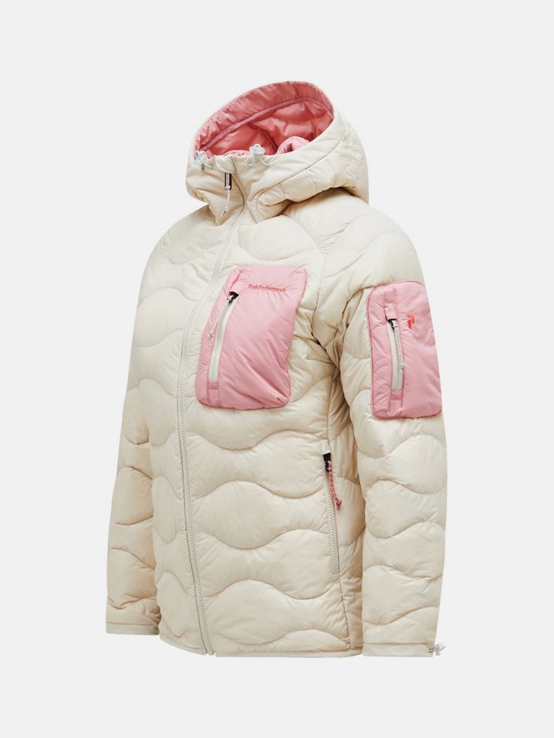 Peak Performance Helium Utility Hood Women's Down Jacket Beige / Pink | DEN83-180