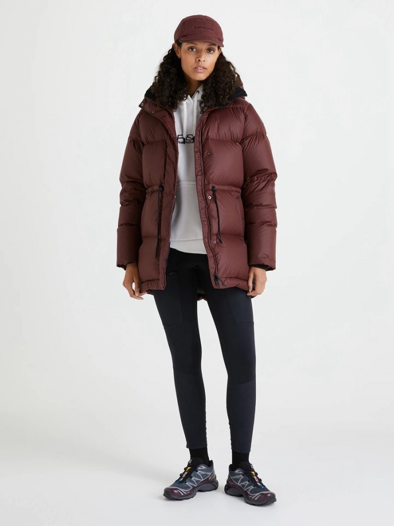 Peak Performance Hood Parka Women's Down Jacket Burgundy | OOM68-286