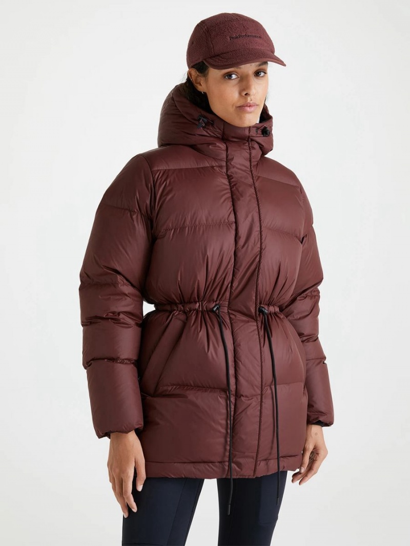 Peak Performance Hood Parka Women's Down Jacket Burgundy | OOM68-286