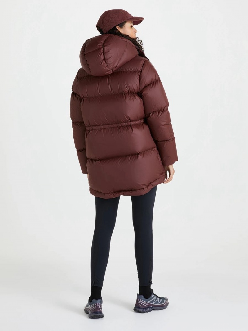 Peak Performance Hood Parka Women's Down Jacket Burgundy | OOM68-286