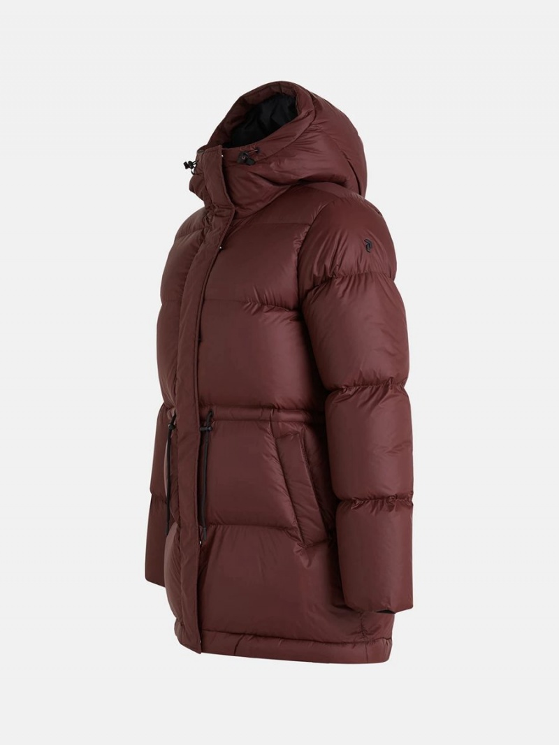 Peak Performance Hood Parka Women's Down Jacket Burgundy | OOM68-286