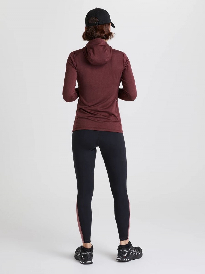 Peak Performance Light Hooded Fleece Half Zip Women's Sweatshirt Burgundy | PKX89-964