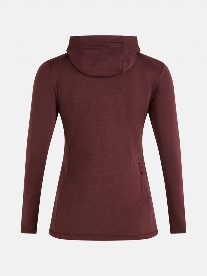 Peak Performance Light Hooded Fleece Half Zip Women's Sweatshirt Burgundy | PKX89-964