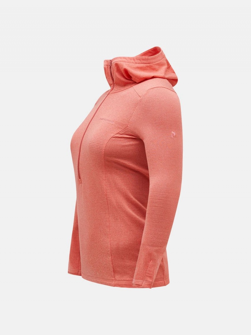 Peak Performance Light Hooded Fleece Half Zip Women's Sweatshirt Pink / Pink | LTE55-748