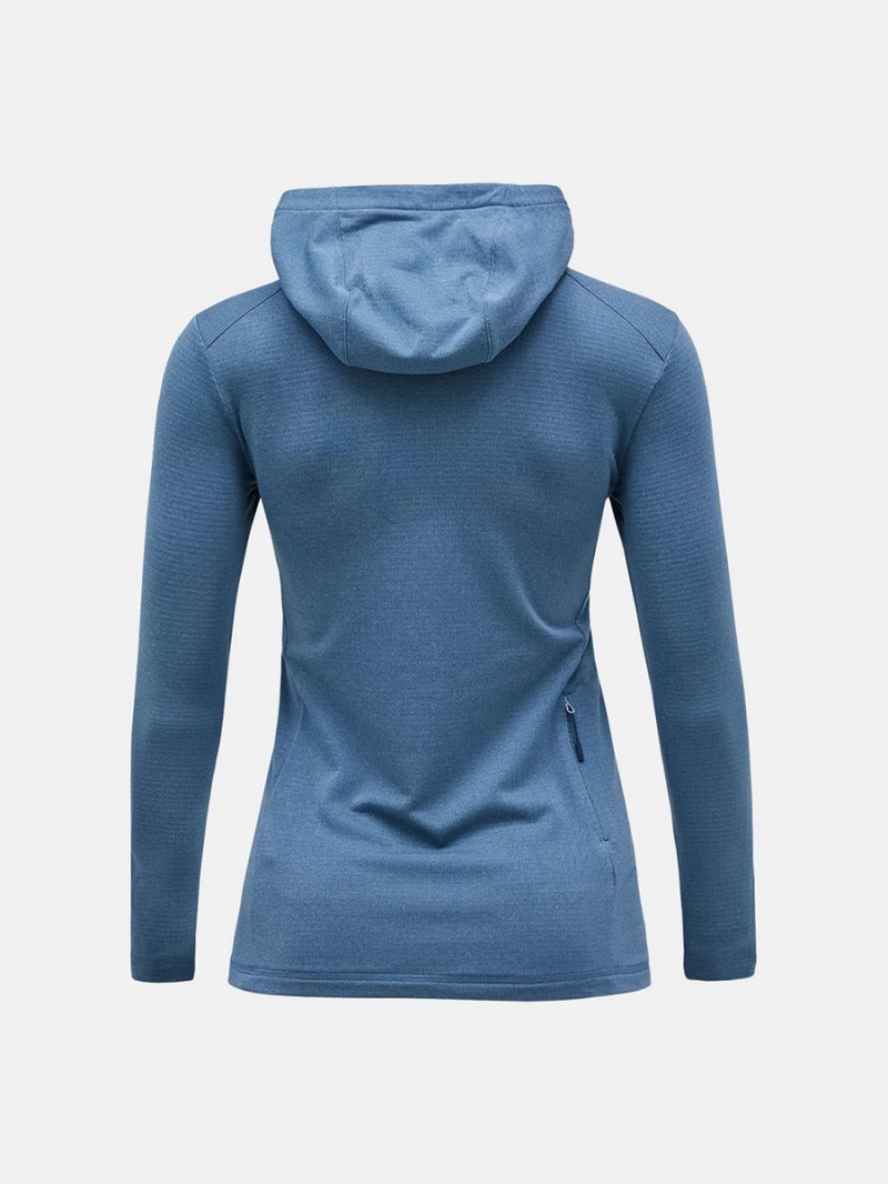 Peak Performance Light Hooded Fleece Half Zip Women's Sweatshirt Blue / Blue | MIW03-668