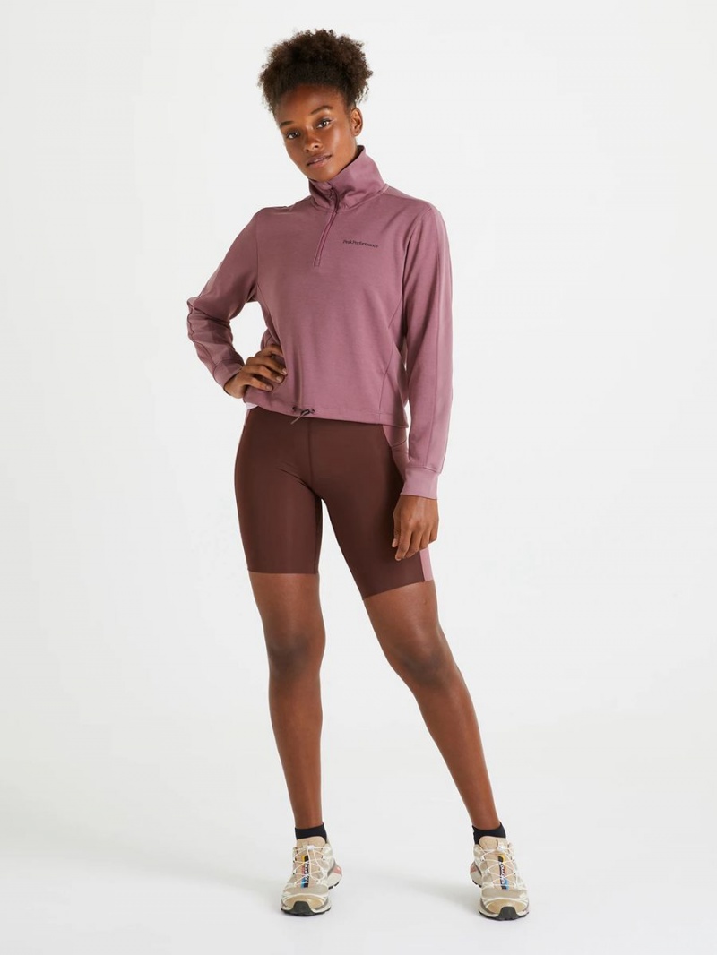 Peak Performance Light T-Neck Women's Top Pink | LTF65-830