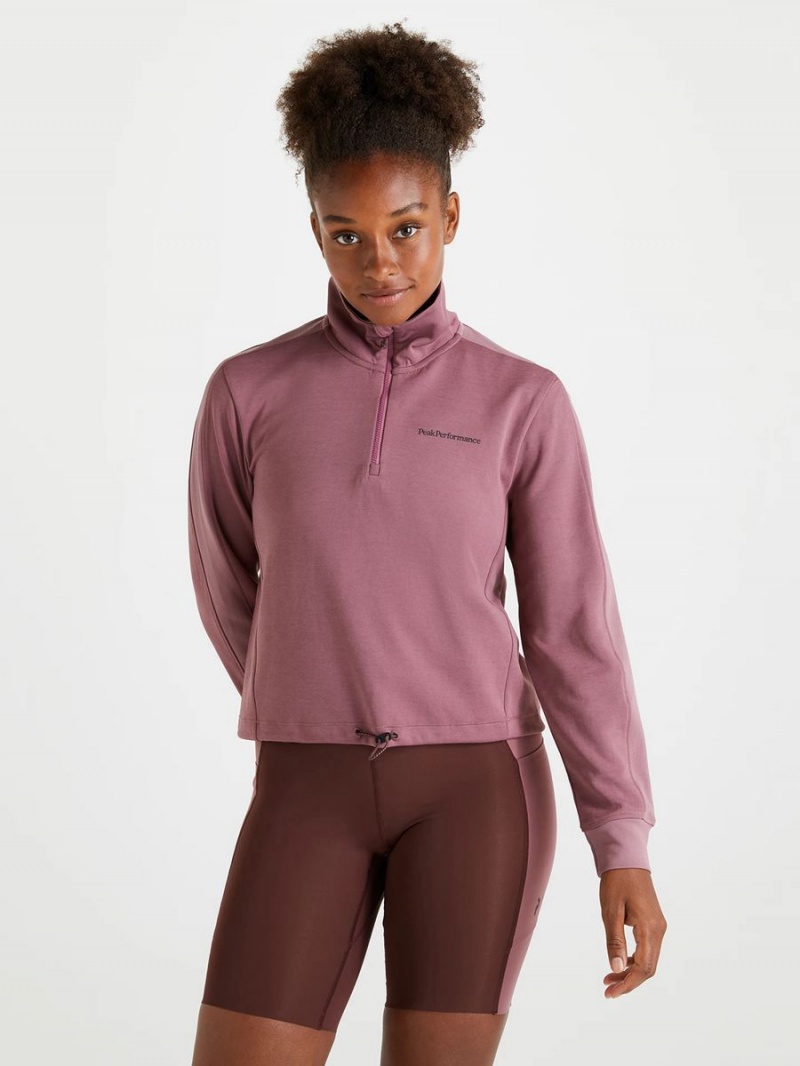 Peak Performance Light T-Neck Women's Top Pink | LTF65-830