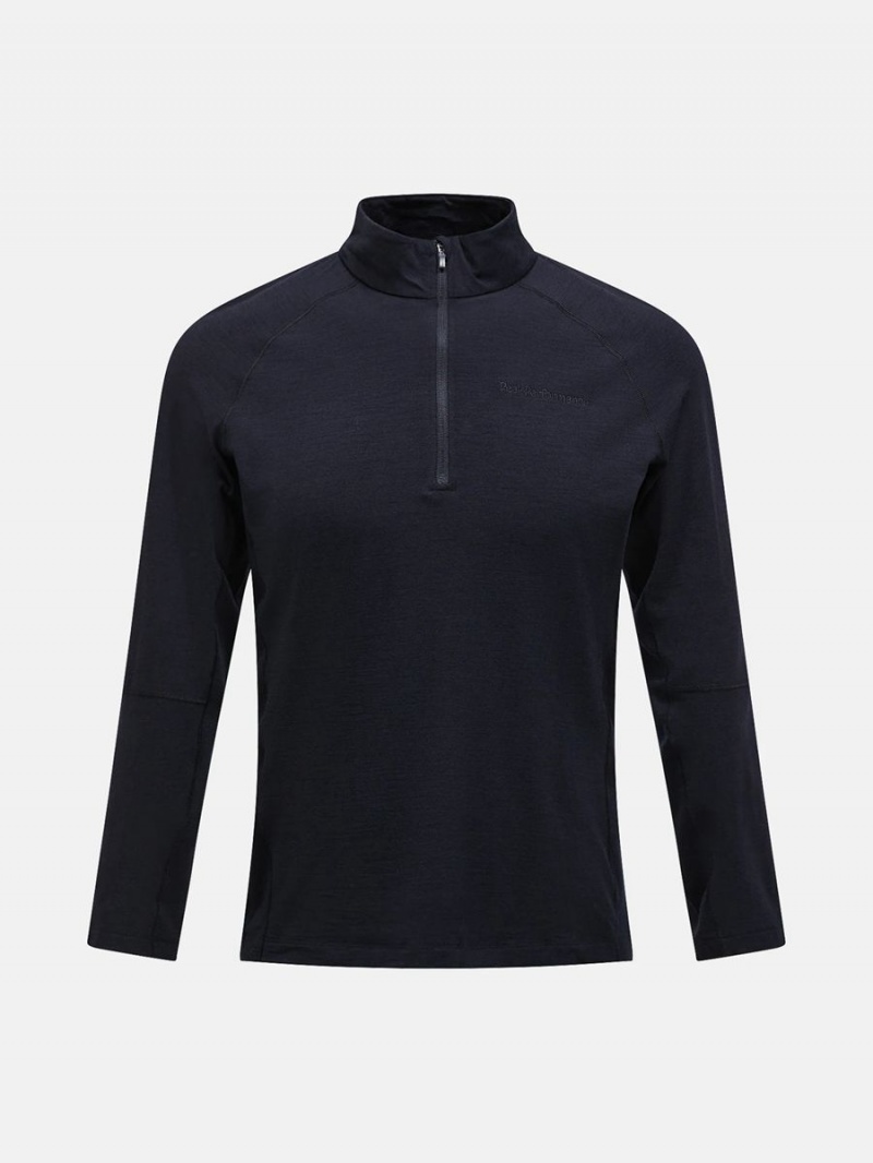 Peak Performance Magic Half Zip Men\'s Top Black / Black | QSF09-012