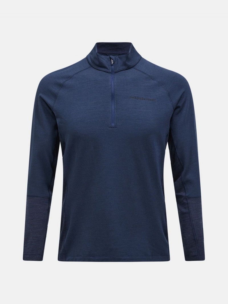 Peak Performance Magic Half Zip Men\'s Top Navy / Navy | WEQ35-586