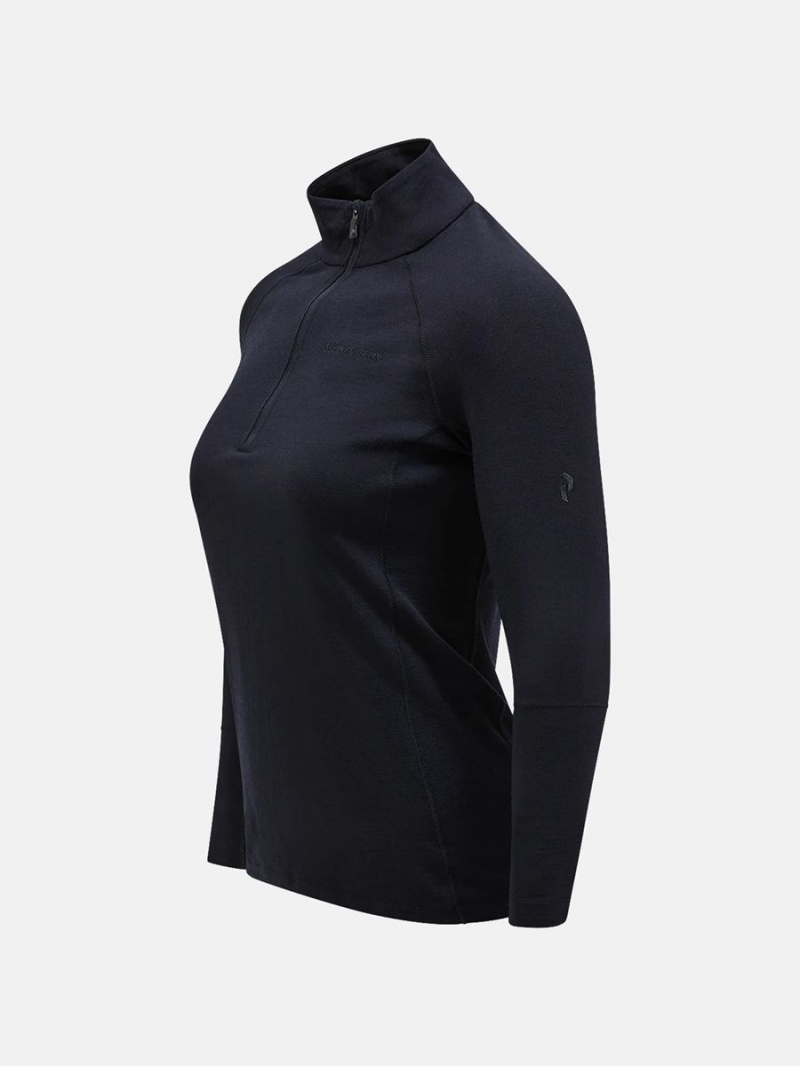 Peak Performance Magic Half Zip Women's Top Black / Black | RBD87-950