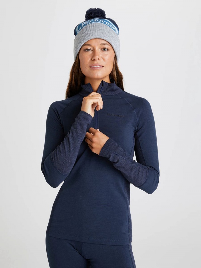 Peak Performance Magic Half Zip Women's Top Navy / Navy | IPB73-805