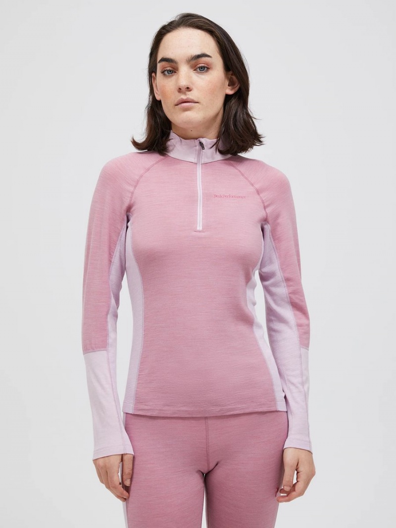 Peak Performance Magic Half Zip Women's Top Pink / Pink | QJX83-147