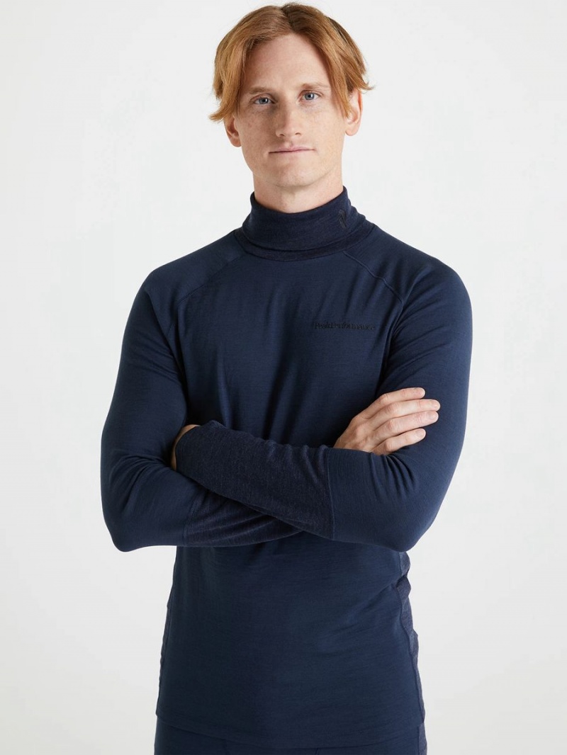 Peak Performance Magic Rollneck Men's Top Navy / Navy | TEW33-594