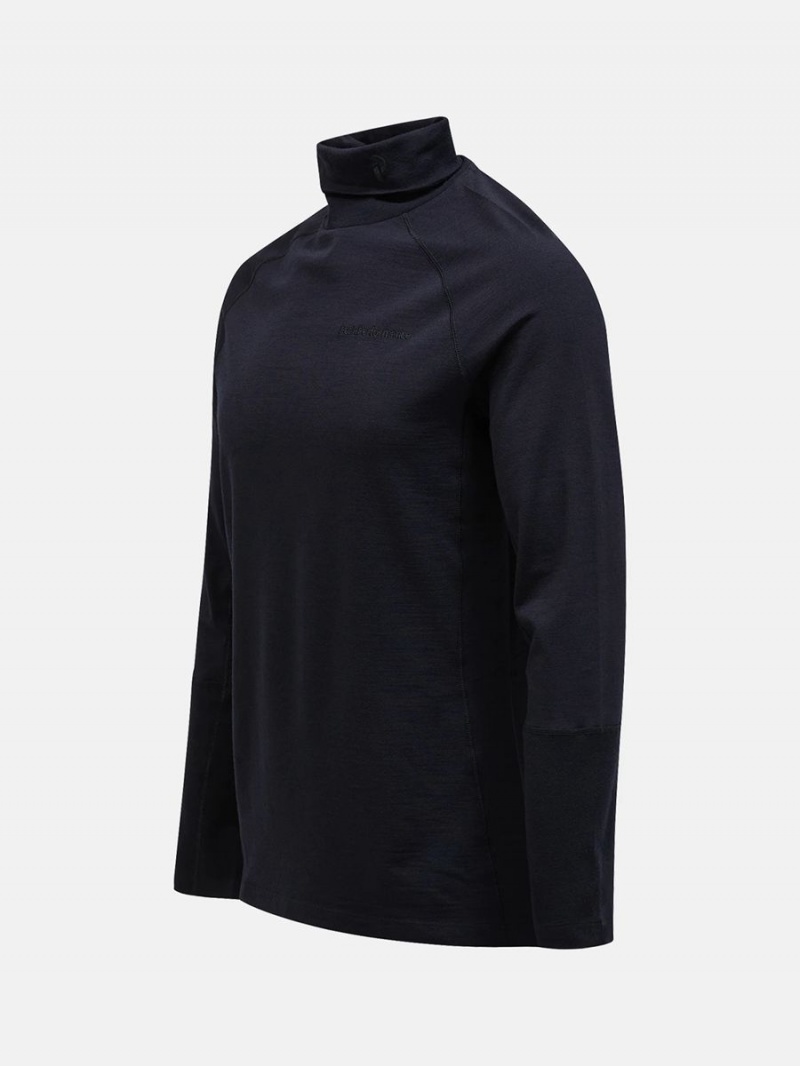 Peak Performance Magic Rollneck Men's Top Black / Black | XAR40-516