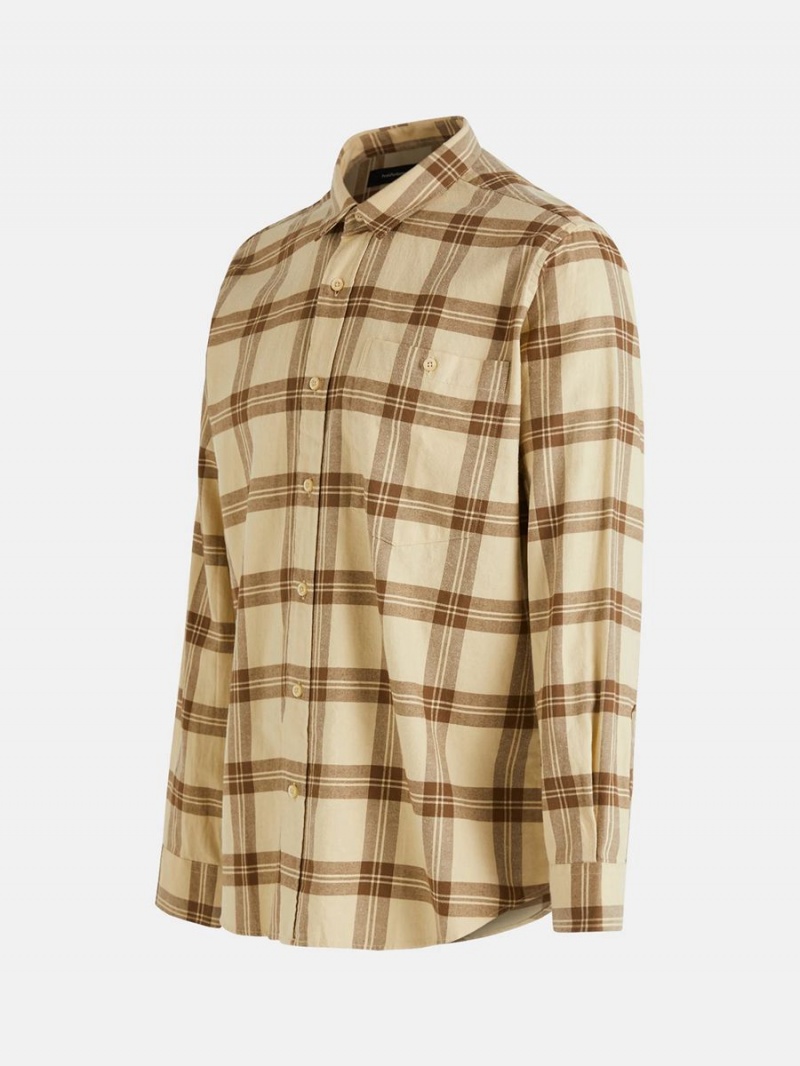 Peak Performance Moment Flanell Men's Shirt Beige | QZY90-355