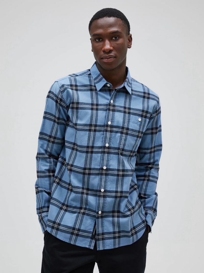 Peak Performance Moment Flanell Men's Shirt Blue / White | CUL13-587