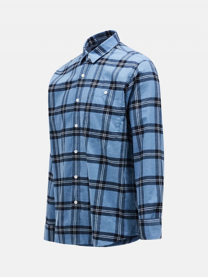 Peak Performance Moment Flanell Men's Shirt Blue / White | CUL13-587