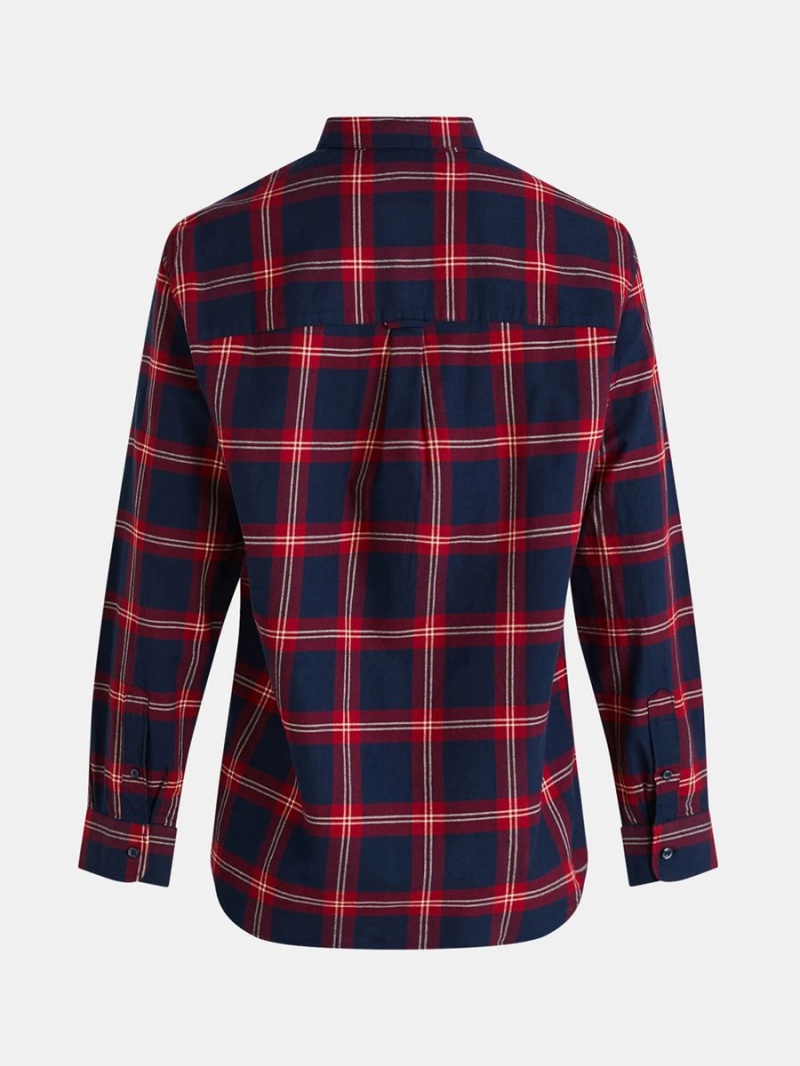 Peak Performance Moment Flanell Men's Shirt Navy / Red | NAZ30-438