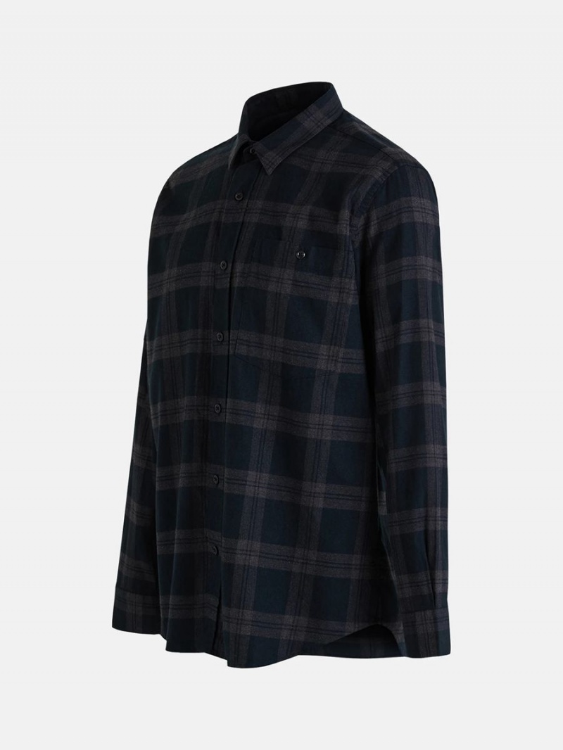 Peak Performance Moment Flanell Men's Shirt Black / Grey | XOE67-065