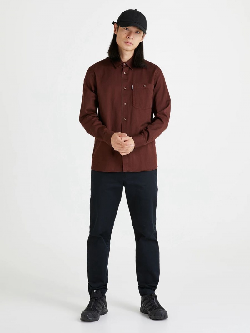 Peak Performance Moment Skiers Men's Shirt Burgundy | GOZ88-004