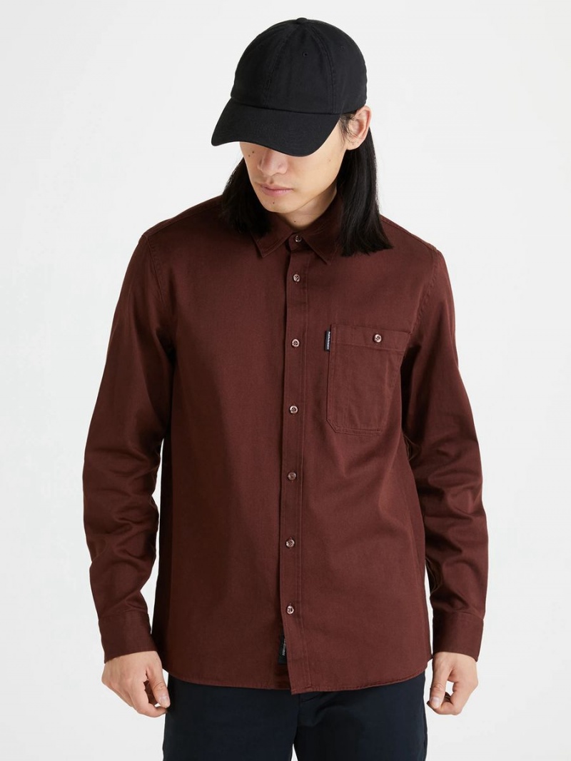 Peak Performance Moment Skiers Men's Shirt Burgundy | GOZ88-004